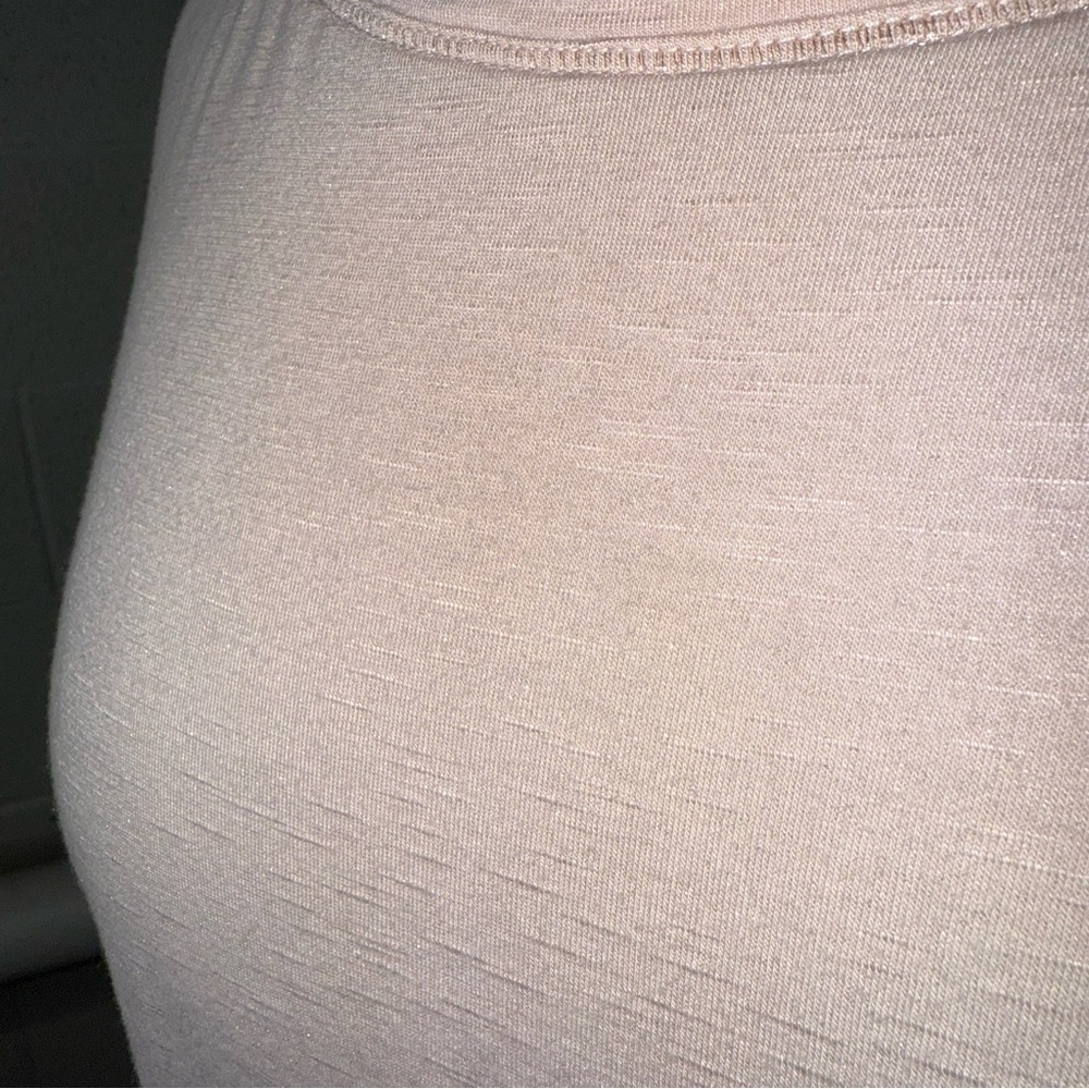White House Black Market Soft Pink Long Sleeve Top with subtle shimmery lines - Picture 6 of 14